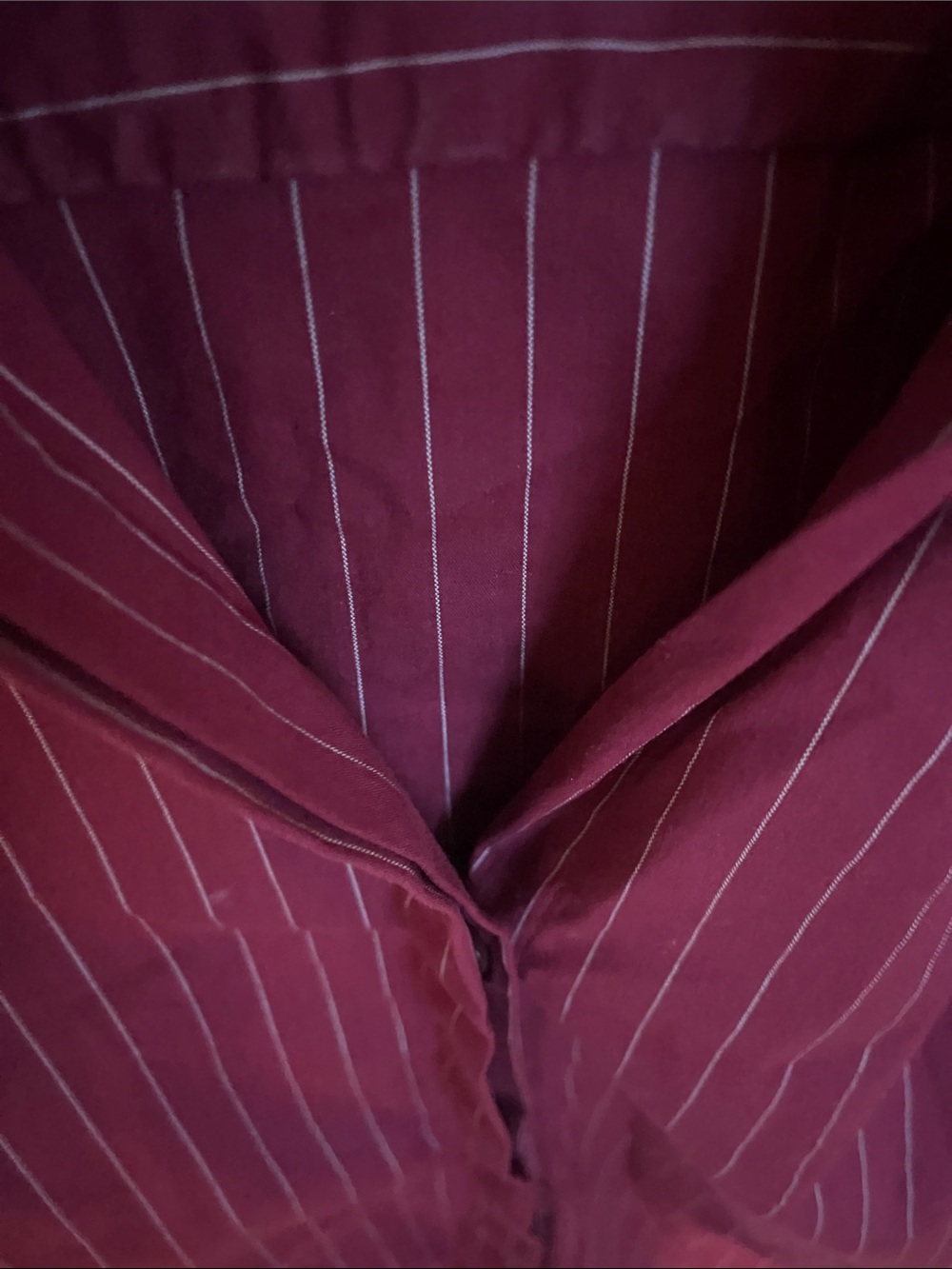 New York & Company Burgundy Pinstripe Button-Down Shirt - Picture 4 of 6